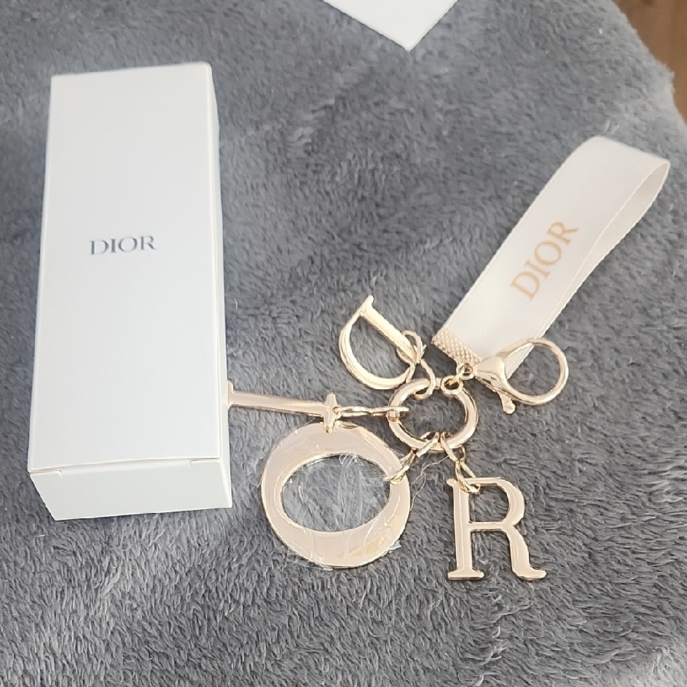 Dior Gold and White Keychain